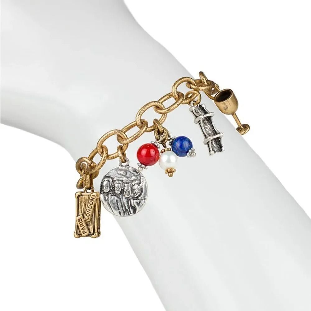 New Patricia Nash USA Charm Bracelet World Traveler #PNBR